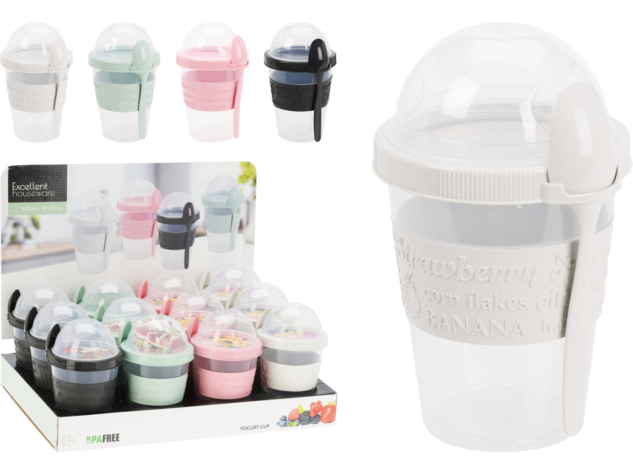 Mug yogurt con cucchiaio 600ml - 4 assortimenti