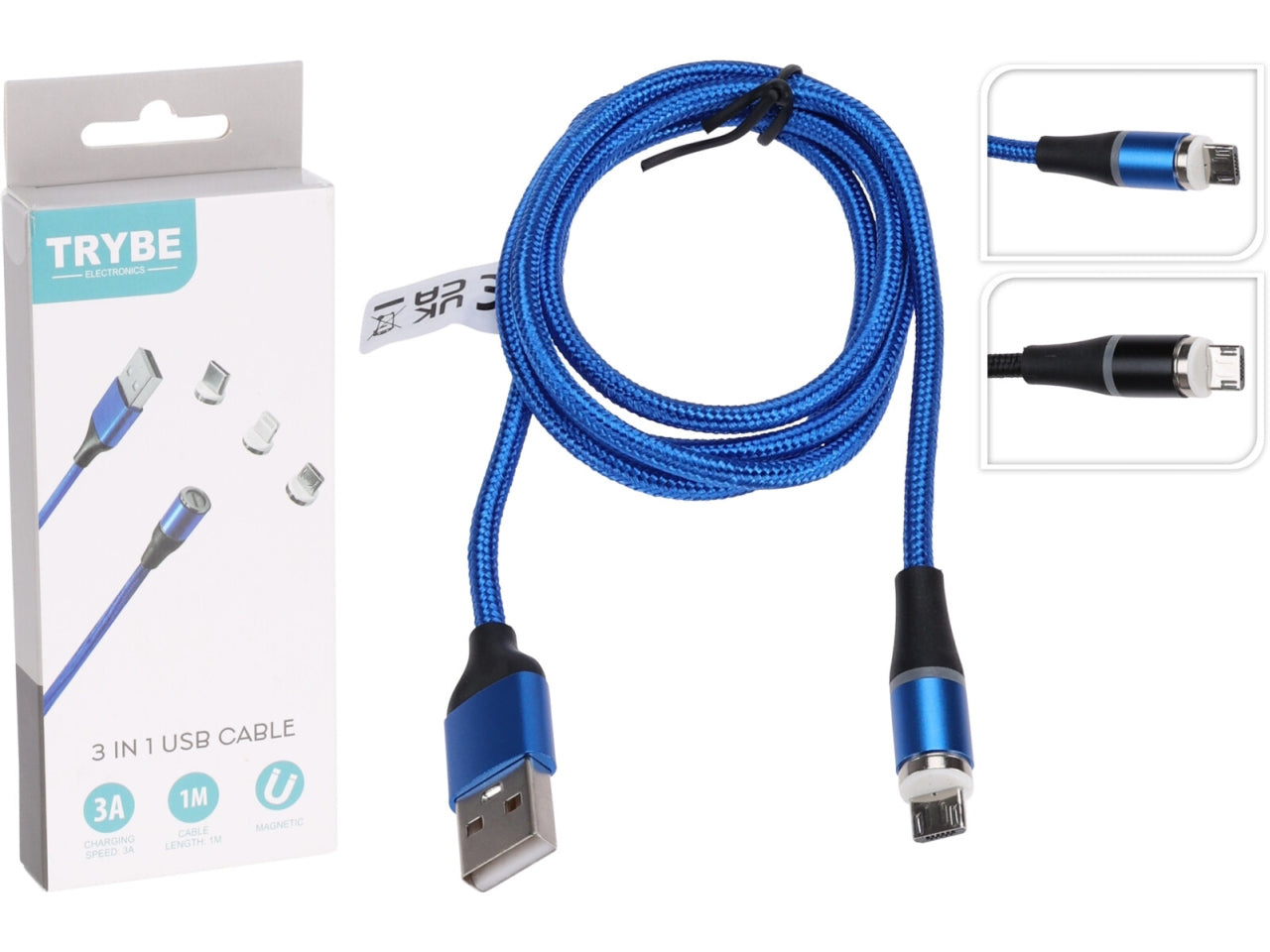 Cavo usb 3 in 1 1mt in colori assortiti