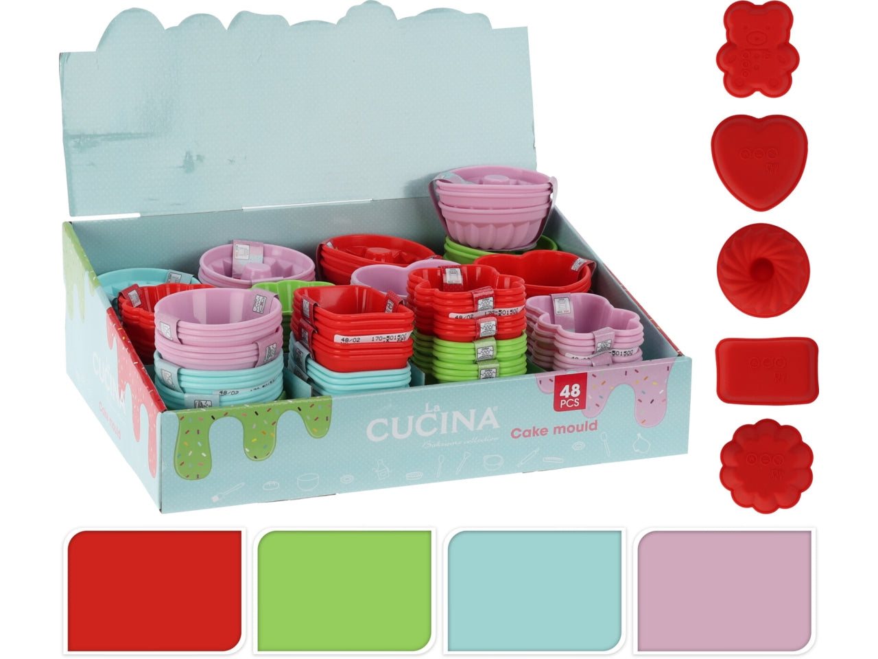 Formine dolce in silicone con forme e colori assortiti