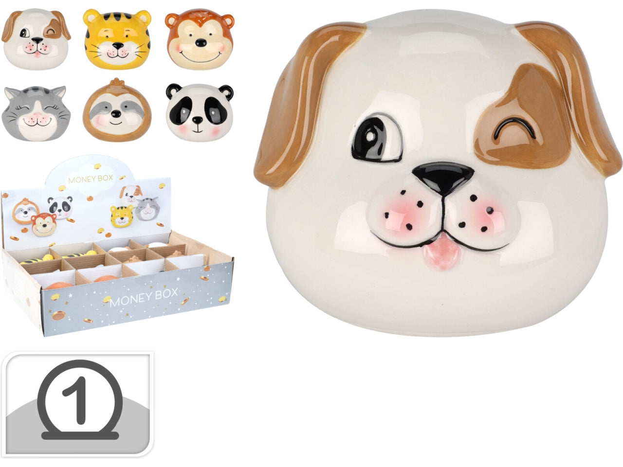 Salvadanaio animali 10x8x7cm in colori assortiti