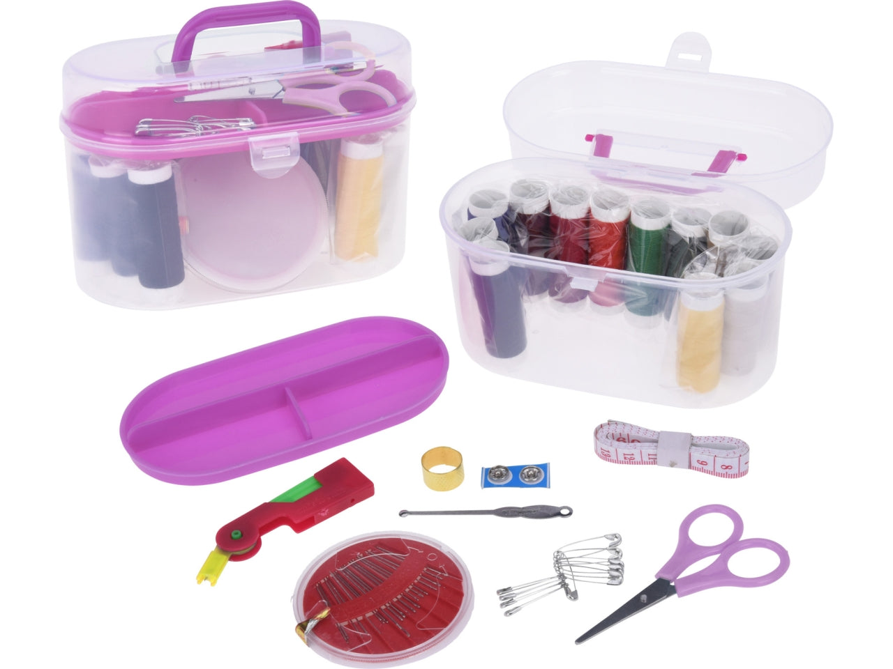 Box con 50 accessori per cucito in plastica