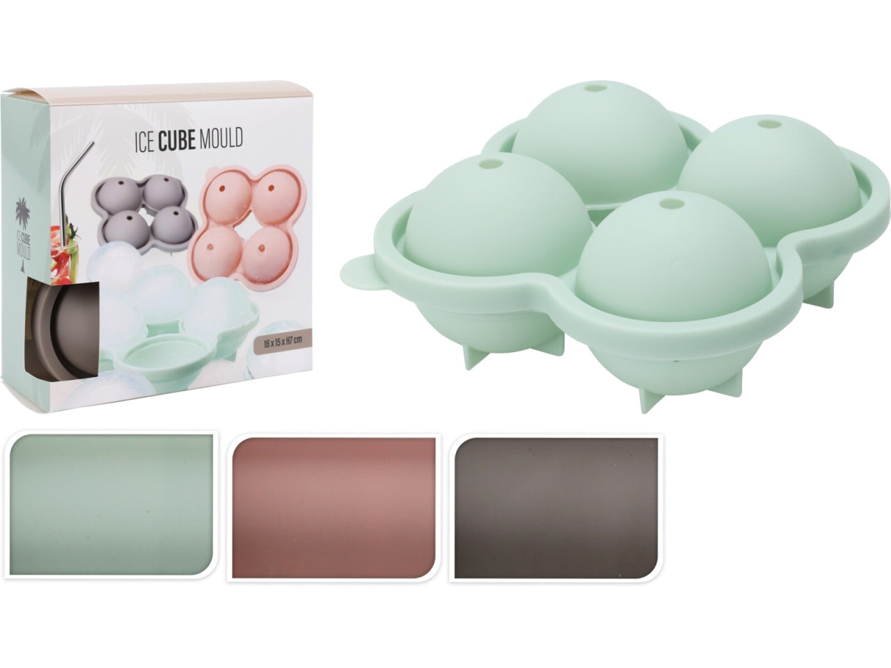 Formaghiaccio con 4 sfere 16x15x7cm colori assortiti