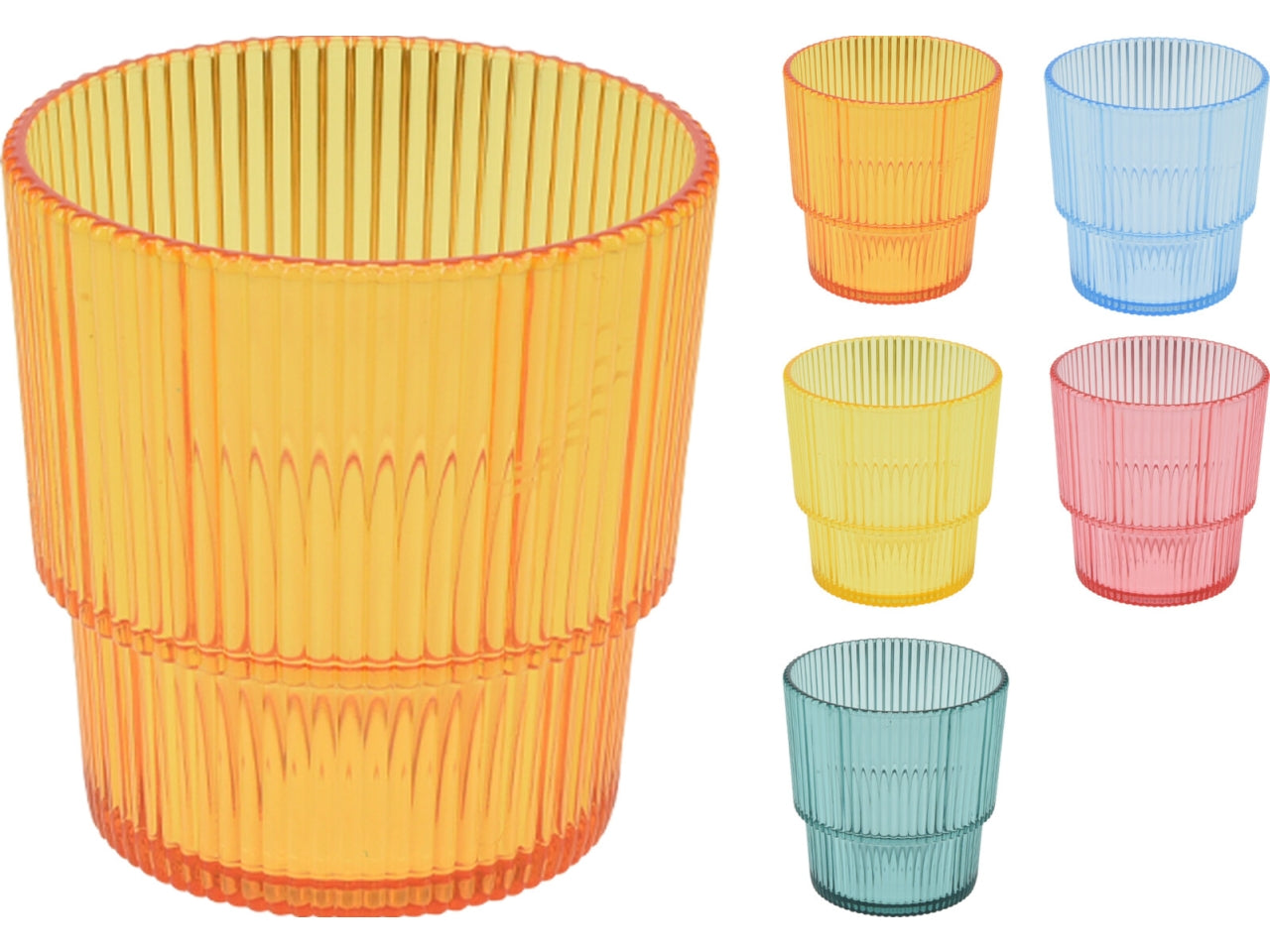 Bicchiere in ps 325ml 9x9cm - colori assortiti