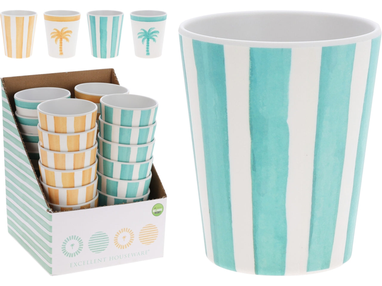 Tazza in melamina decoro righe 11cm - colori assortiti