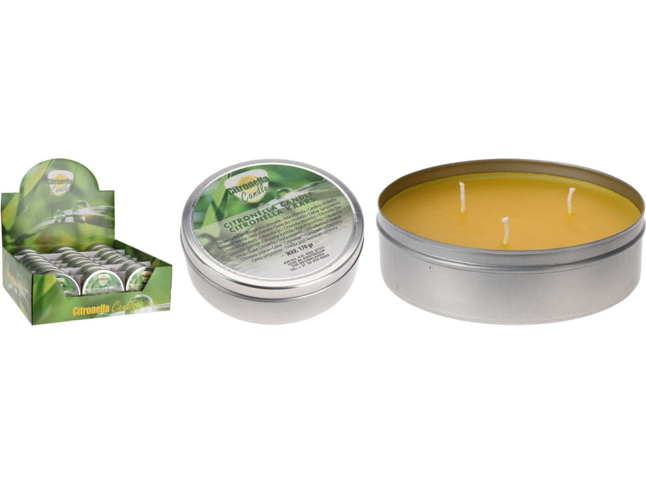 Scatola in latta con candela alla citronella 10x3cm