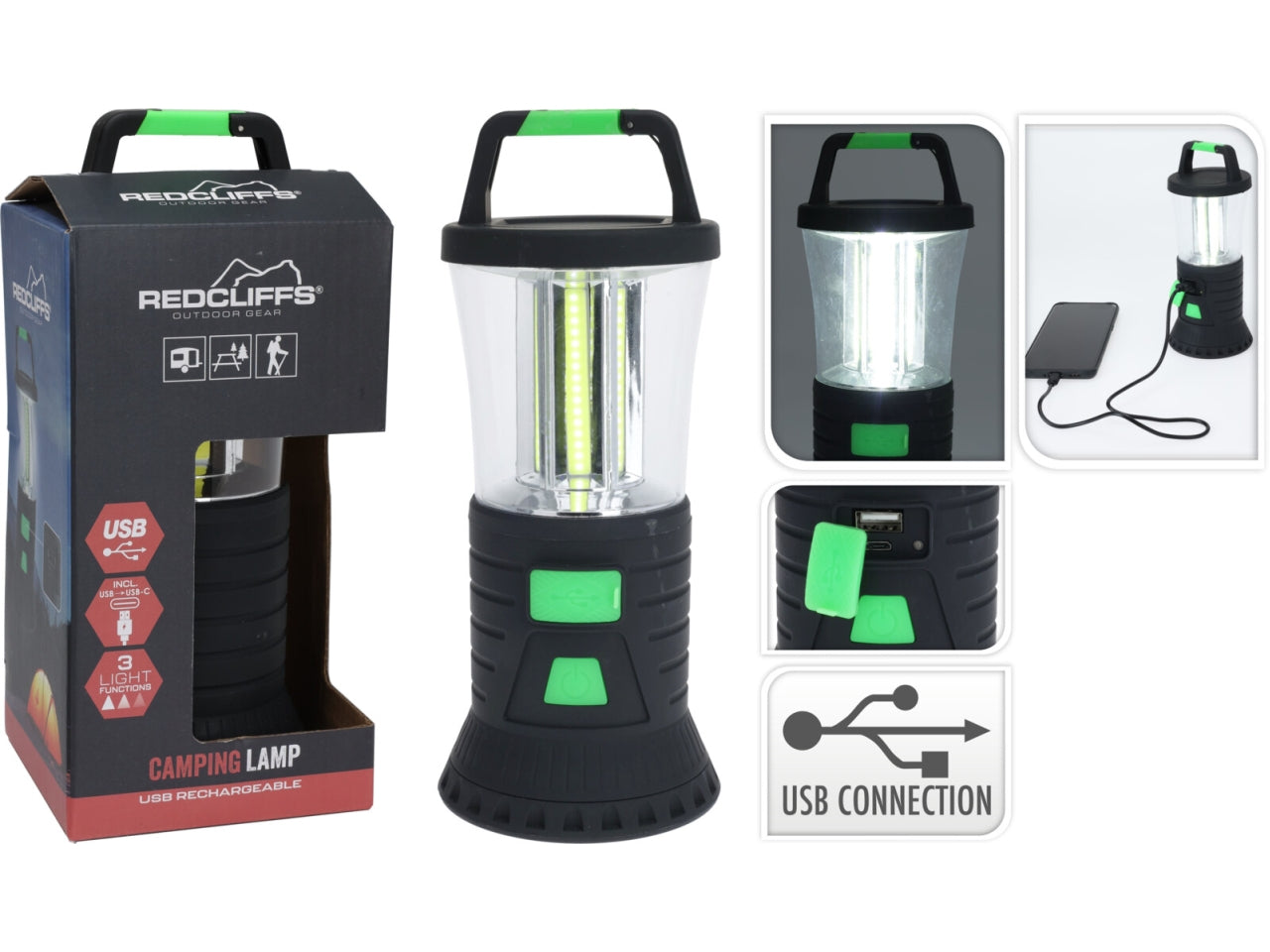 Lampada per campeggio con 6 led -cob 9x20cm