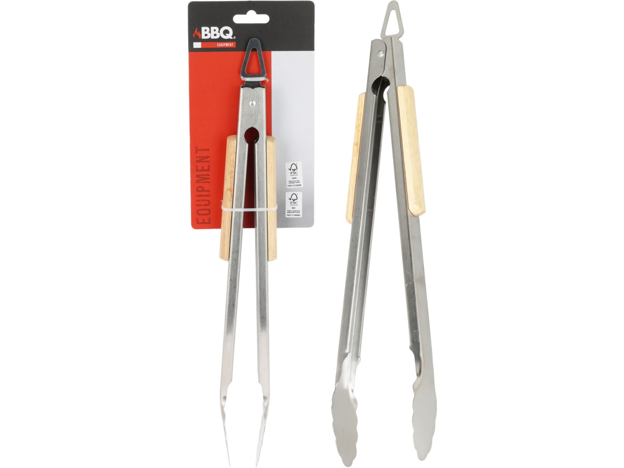 Pinza per barbecue in inox e legno 37cm