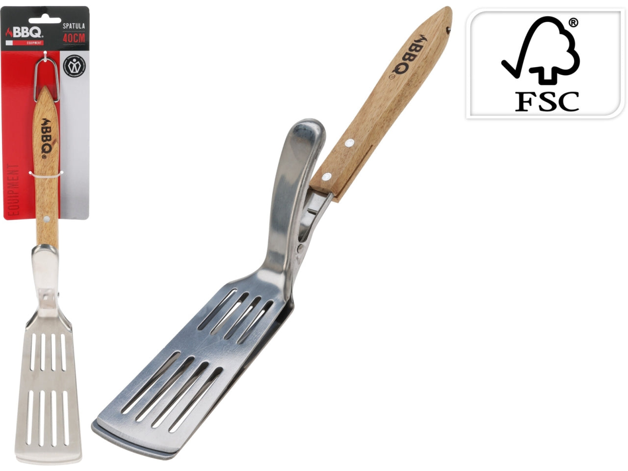 Paletta per barbecue con pinza 40cm