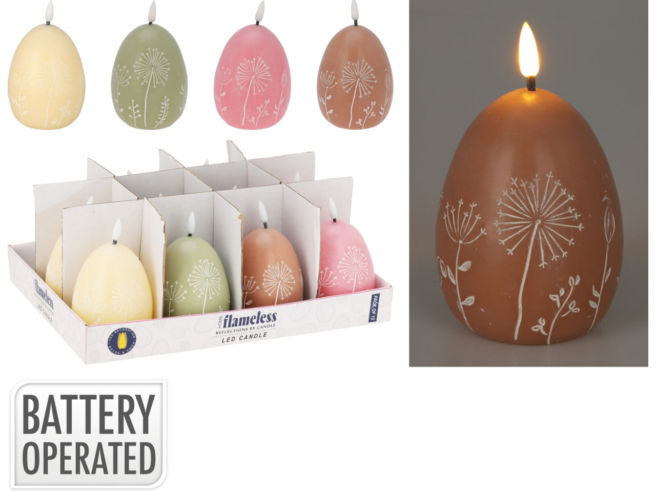 Candela uovo di pasqua led in colori assortiti