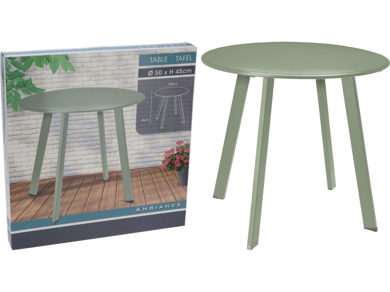 Tavolo in metallo 50x45cm di colore verde salvia