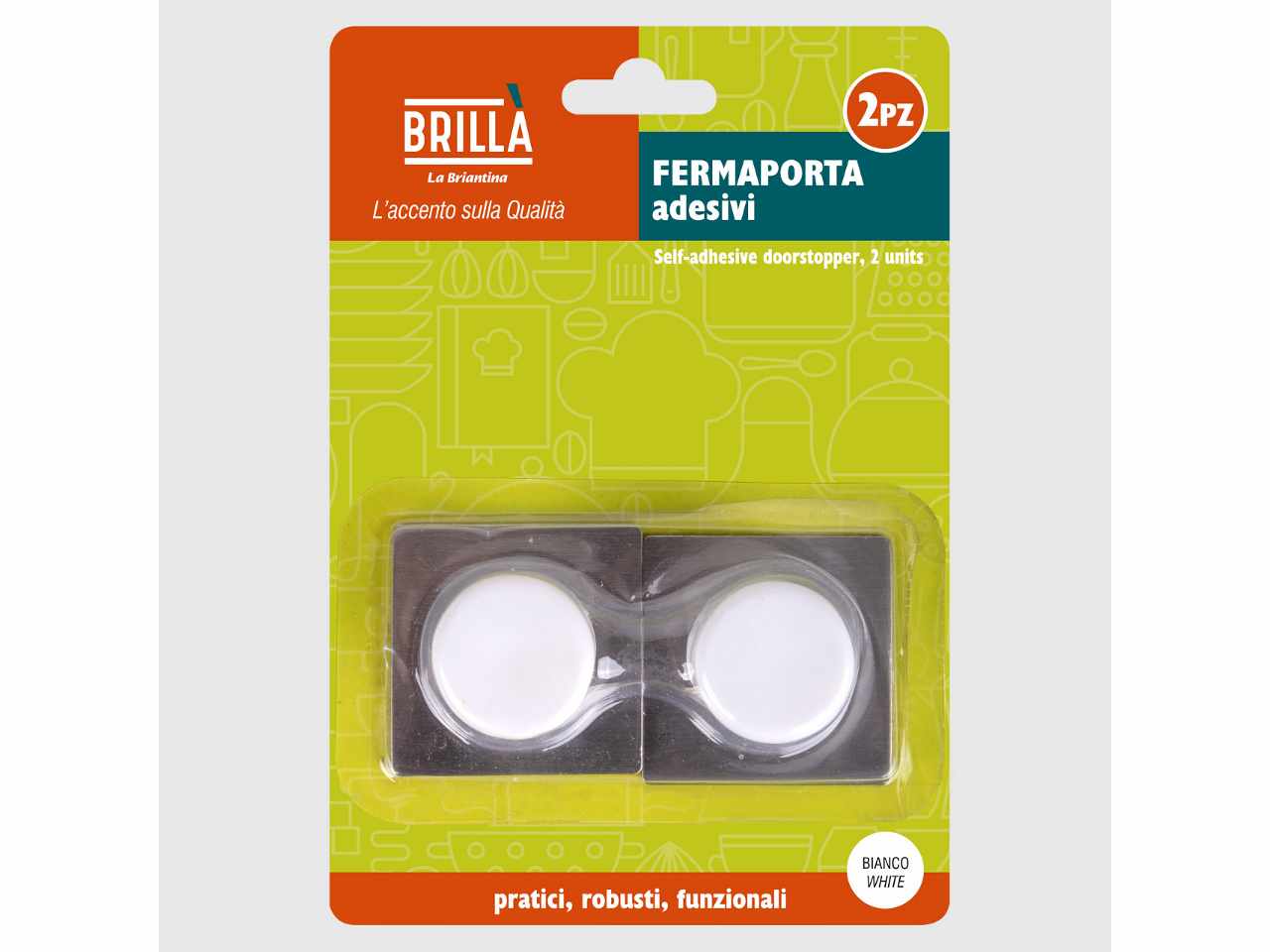 Fermaporta adesivo bianco 2 pezzi