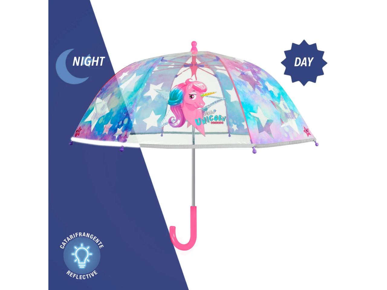 Ombrello con apertura manuale 42cm e cupola poe fantasia unicorno coolkids perletti