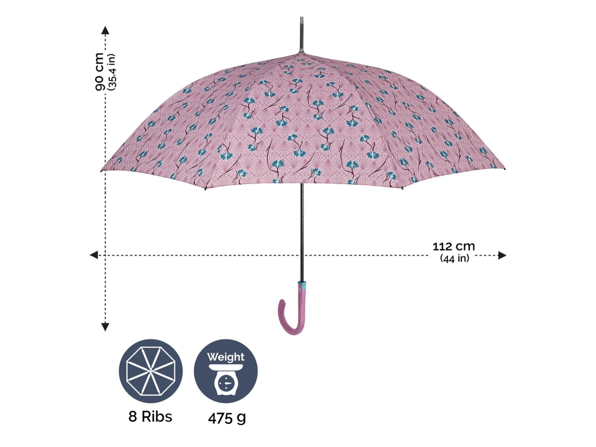 Ombrello XL da donna con apertura automatica floreale in 3 colori assortiti - Perletti $