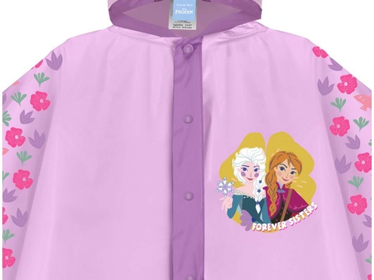 Poncho pioggia Frozen 2 per bambina rosa e lilla in eva - Perletti