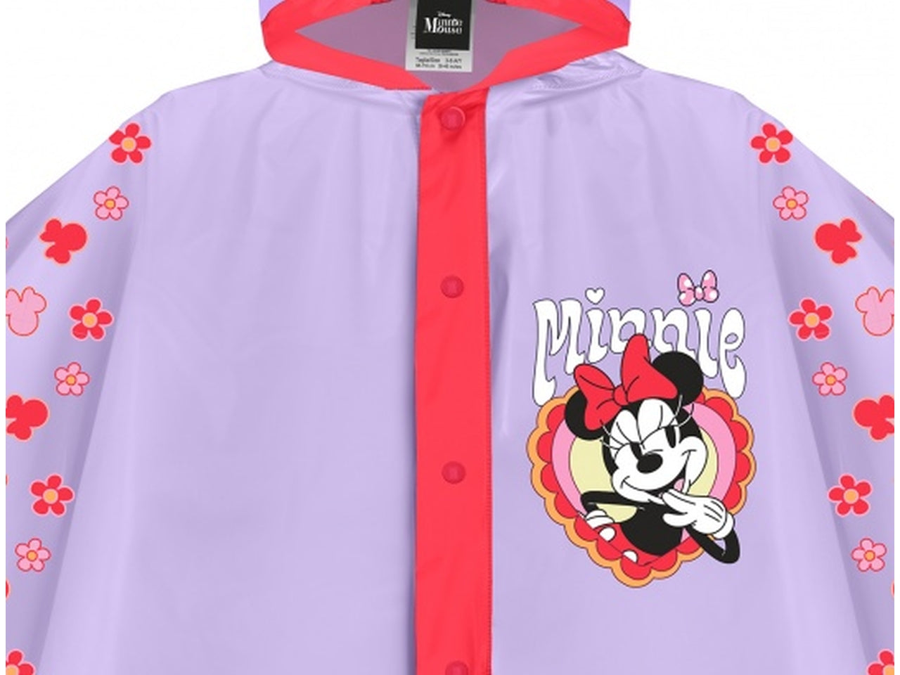 Poncho pioggia Minnie per bambina lilla e rosso in eva - Perletti