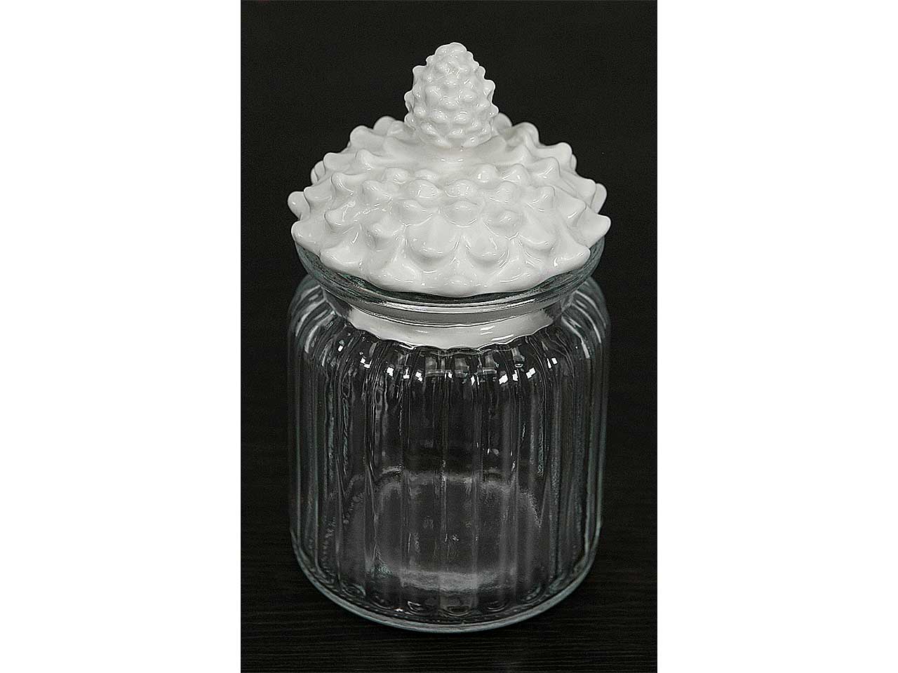 Barattolo vetro c/tappo pigna 7,5x14cm l2139