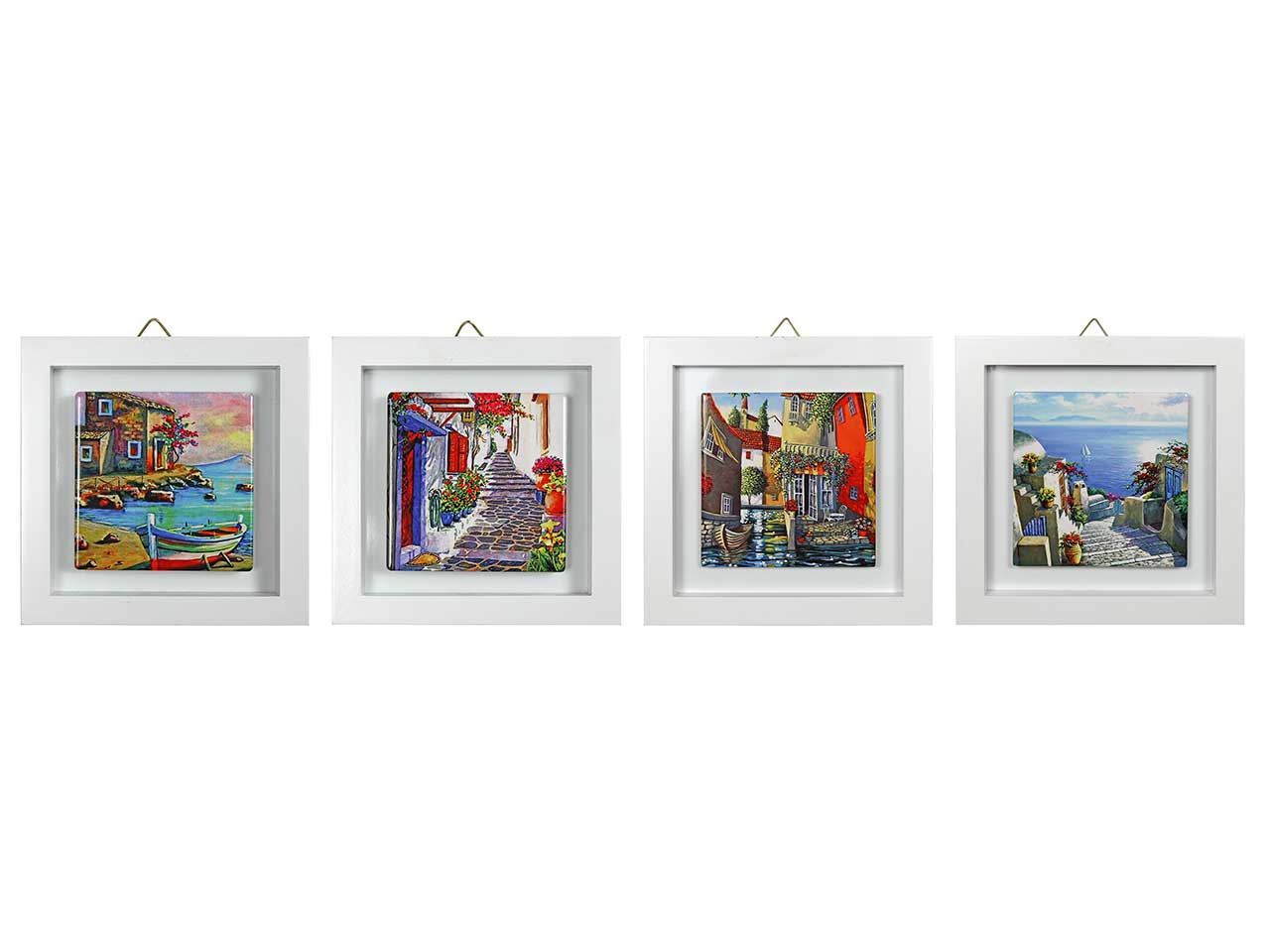 Quadro in mdf e ceramica decorazione paesaggi misura 15x2x15cm