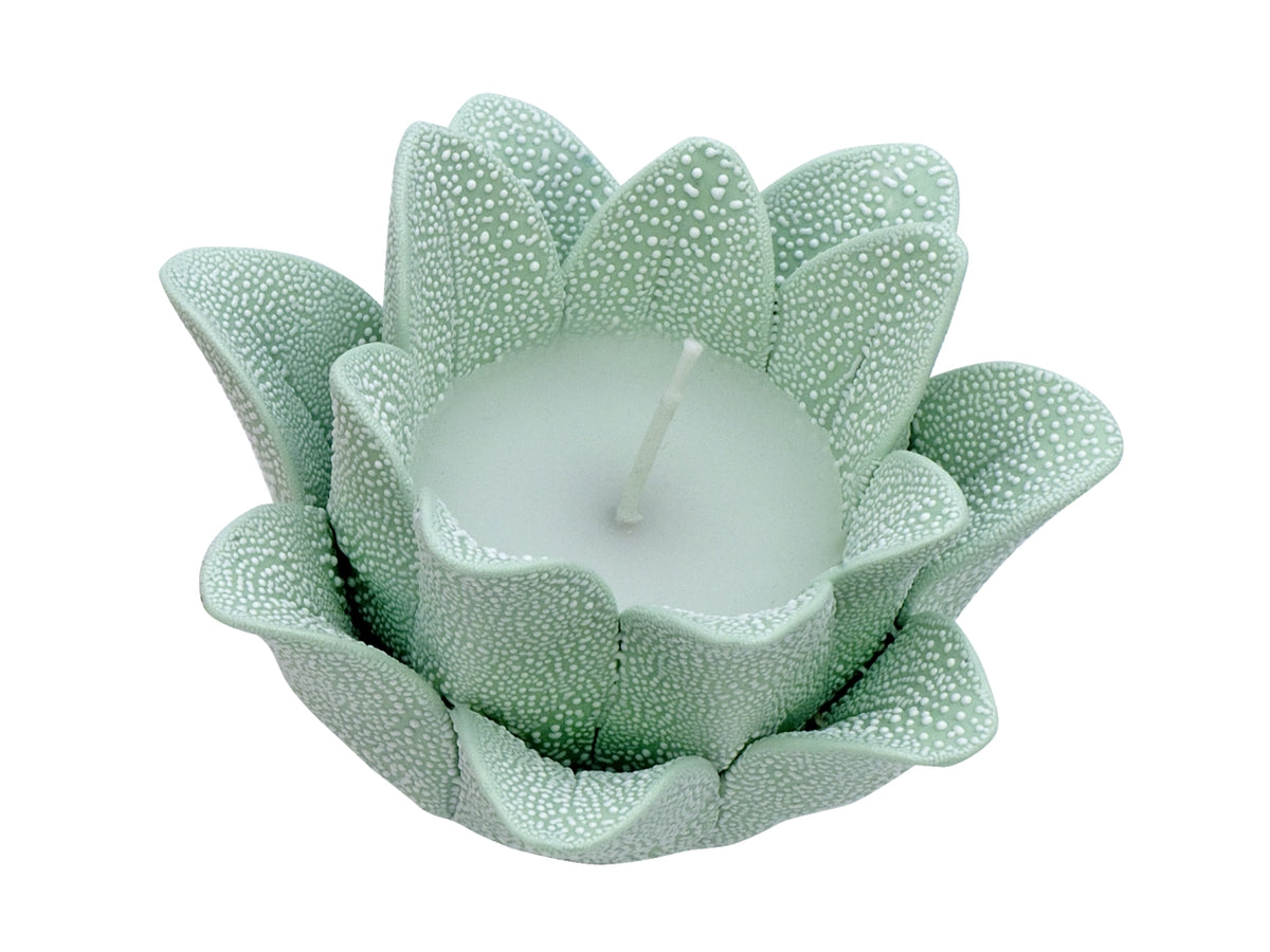 Candela fiore loto colore verde 9,5x9,5x7cm