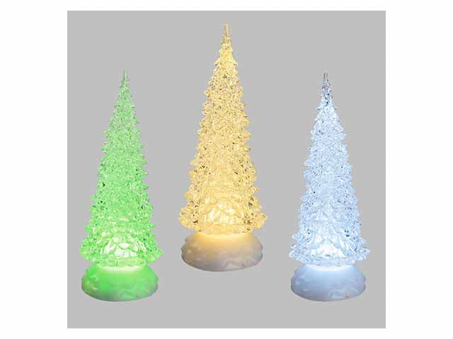Albero in acrlico glitterato 32cm con led ice mix3 colori scintillante a batteria da interno