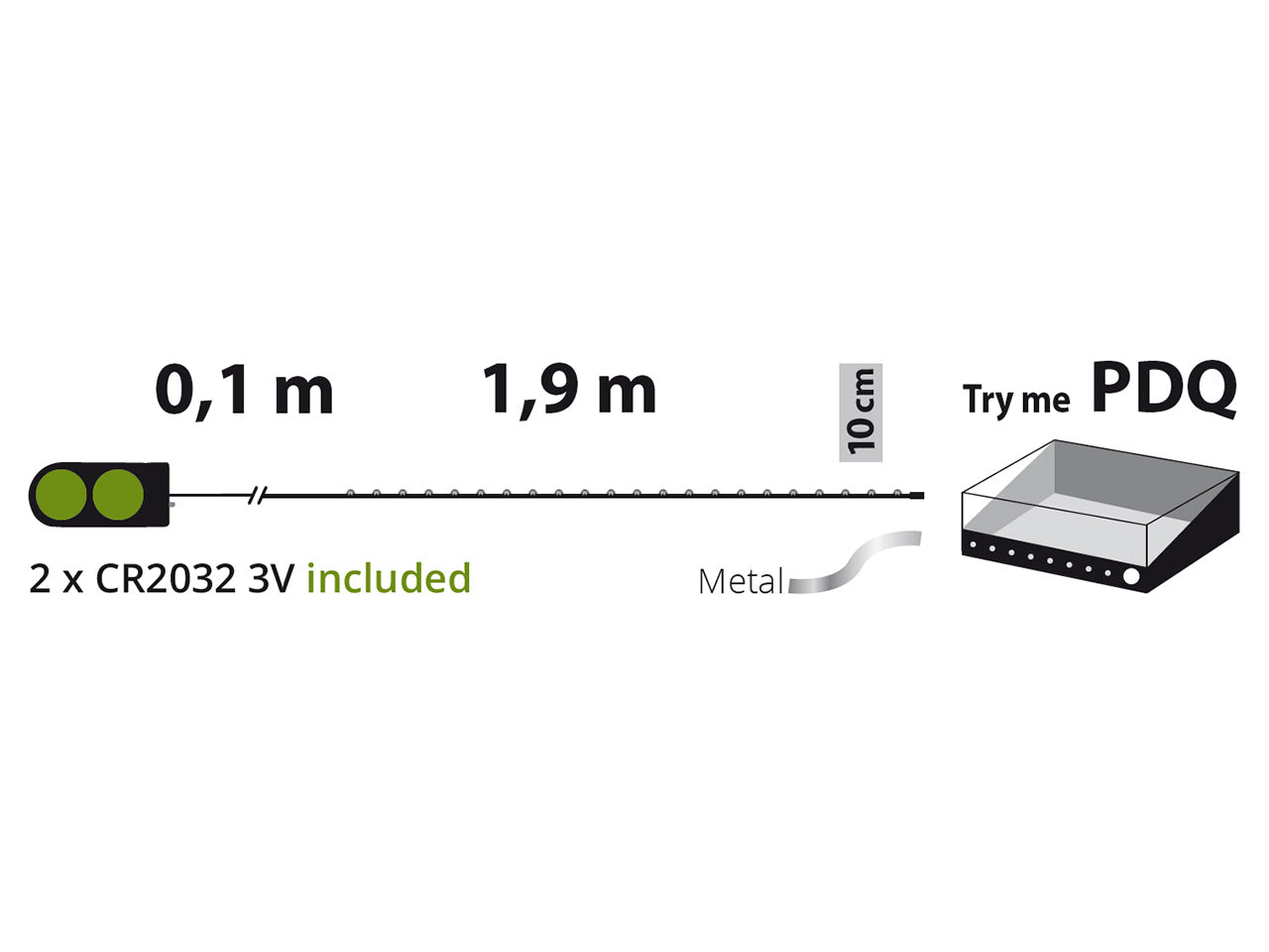 Filo metallo argento 2mt con 20micro led multicolor luce fissa a batteria 2xcr2032 incluse