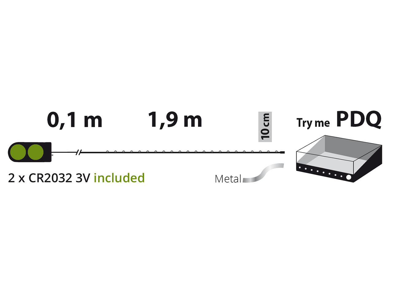 Filo metallo argento 2mt con 20micro led bianco caldo luce fissa a batteria 2xcr2032 incluse