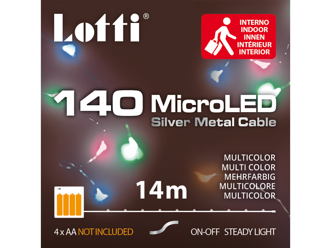 Luci in filo metallico a batteria multicolor in metallo 140 mini led uso interno filo argento a batteria