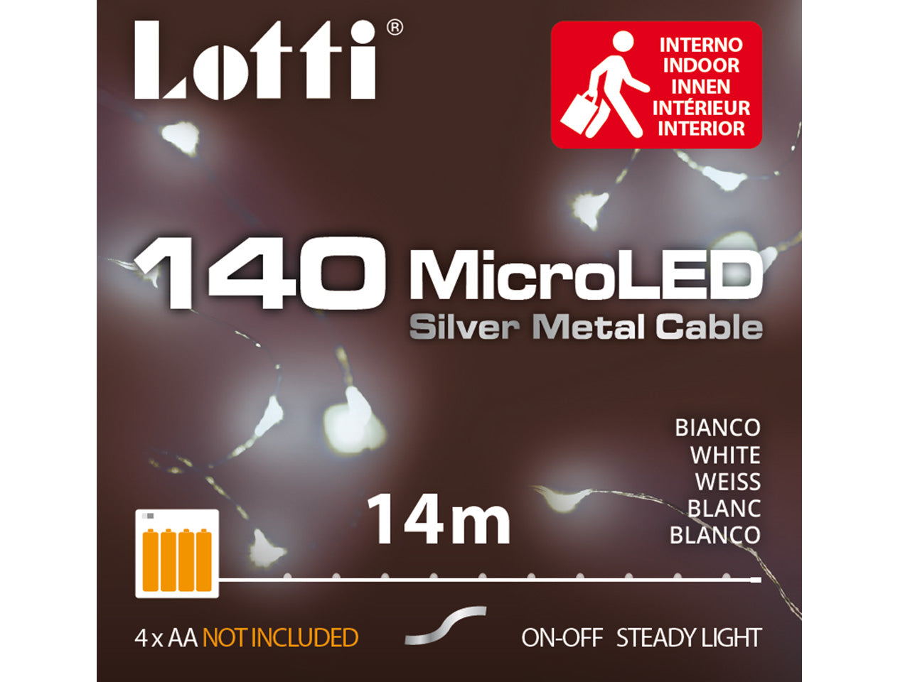 Luci in filo metallico a batteria bianco in metallo 140 mini led uso interno filo argento a batteria