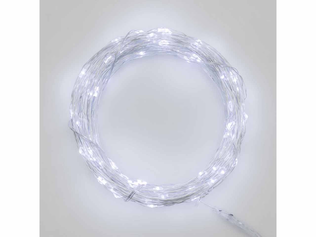 Luci in filo metallico a batteria bianco in metallo 140 mini led uso interno filo argento a batteria