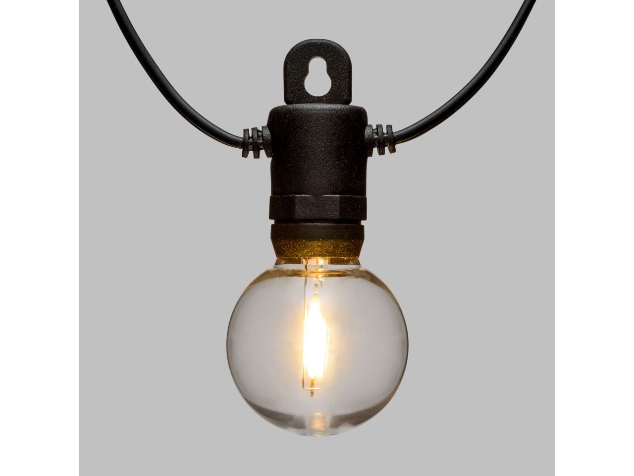 Catena di luci lineare misura 4m decorata party light con 10 lampadine in plastica trasparente antiurto led bianco caldo per uso interno ed esterno