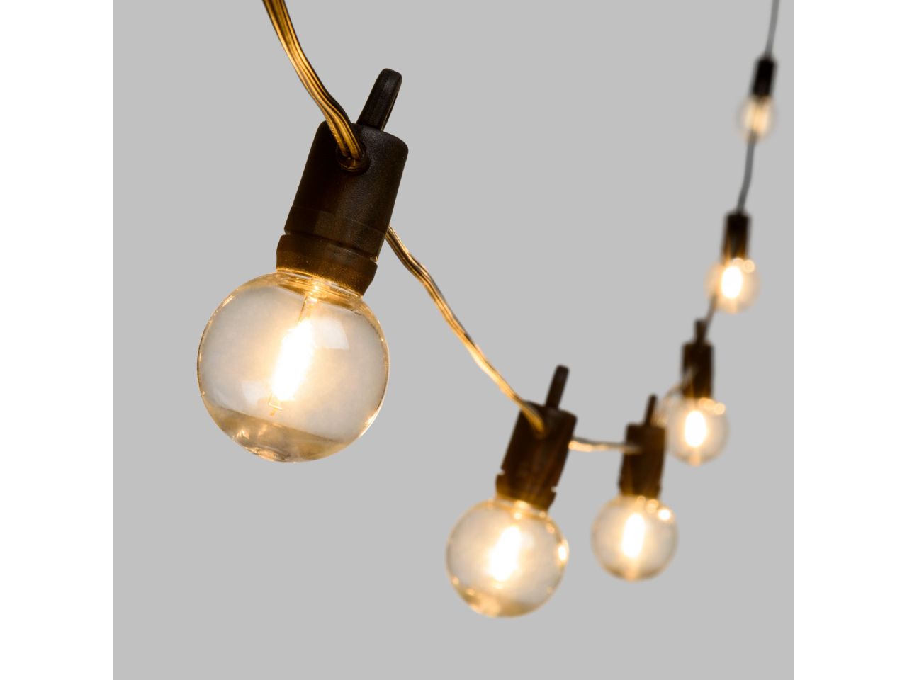 Catena di luci lineare misura 4m decorata party light con 10 lampadine in plastica trasparente antiurto led bianco caldo per uso interno ed esterno