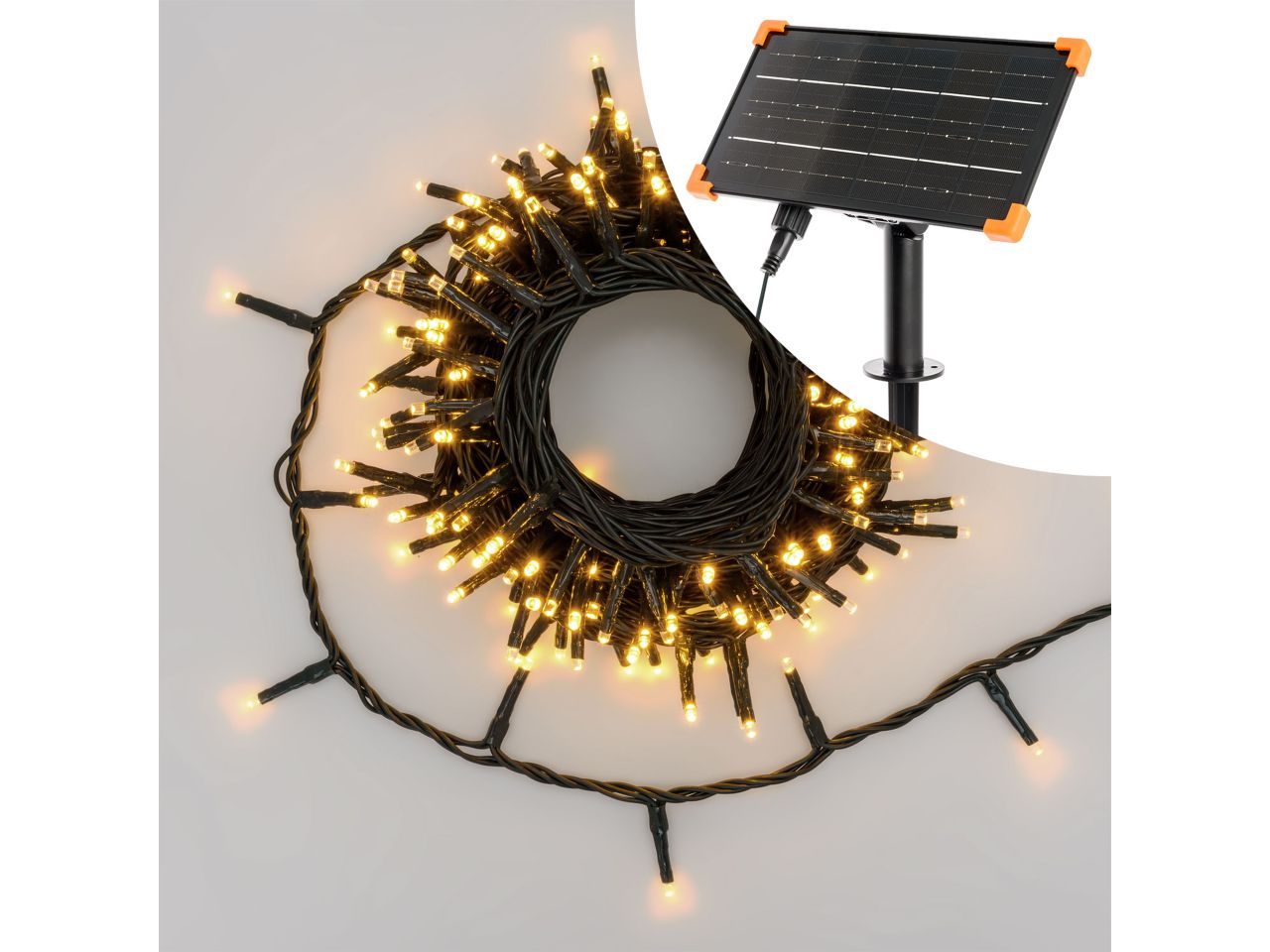 Catena di luci lineare solare misura 60m con 1200 miniled bianco caldo per uso esterno