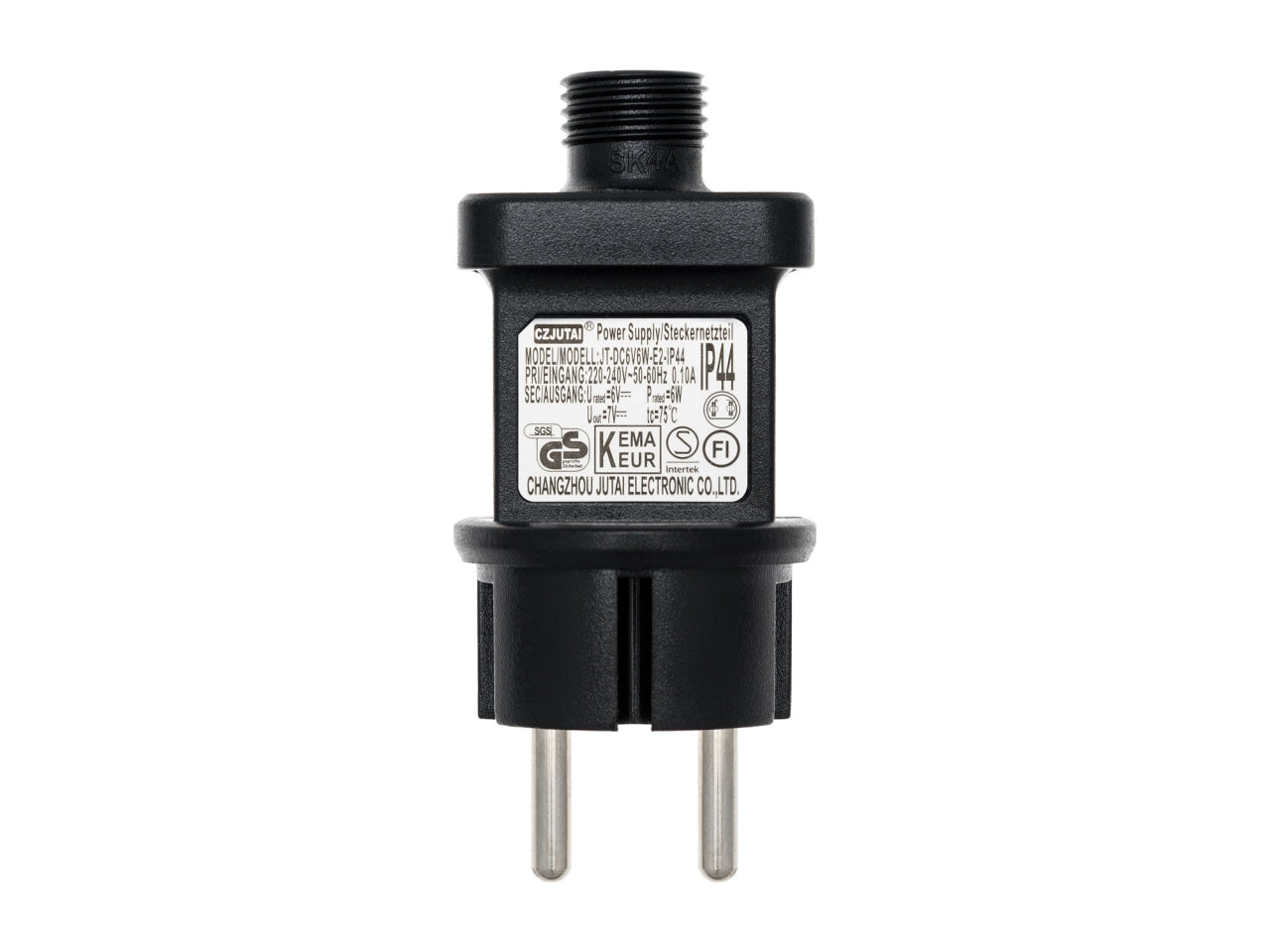 Ricambio trasformatore opzionale con spina europea ip44 (cee7/4), uscita 6v dc max 6w
wattaggio: 6 watt - modello: 6v