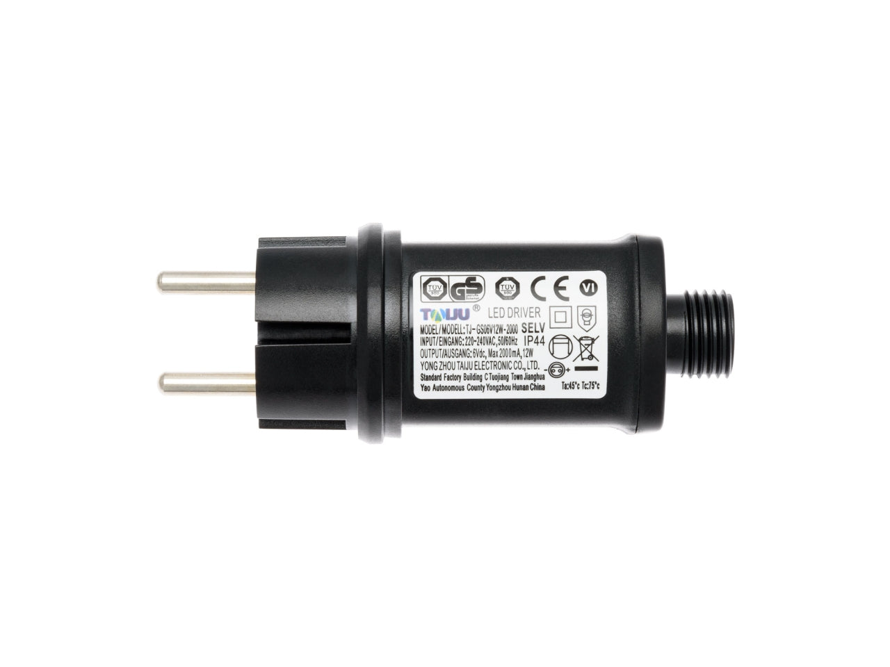 Ricambio trasformatore opzionale con spina europea ip44 (cee7/4), uscita 6v dc max 12 watt - modello: 6v