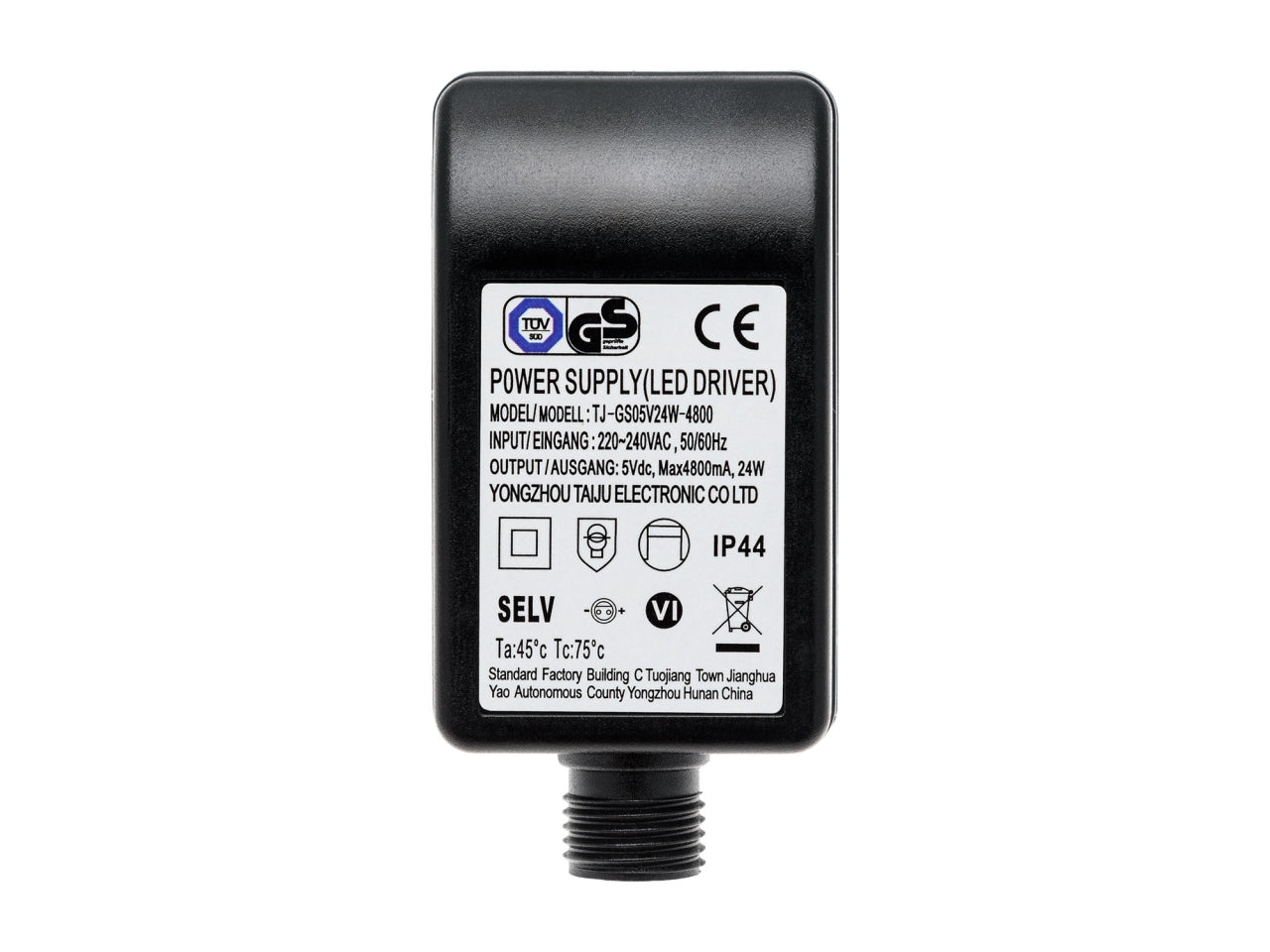 Ricambio trasformatore opzionale con spina europea ip44 (cee7/4), uscita 4,5v dc max 24 watt - modello: 4,5v
