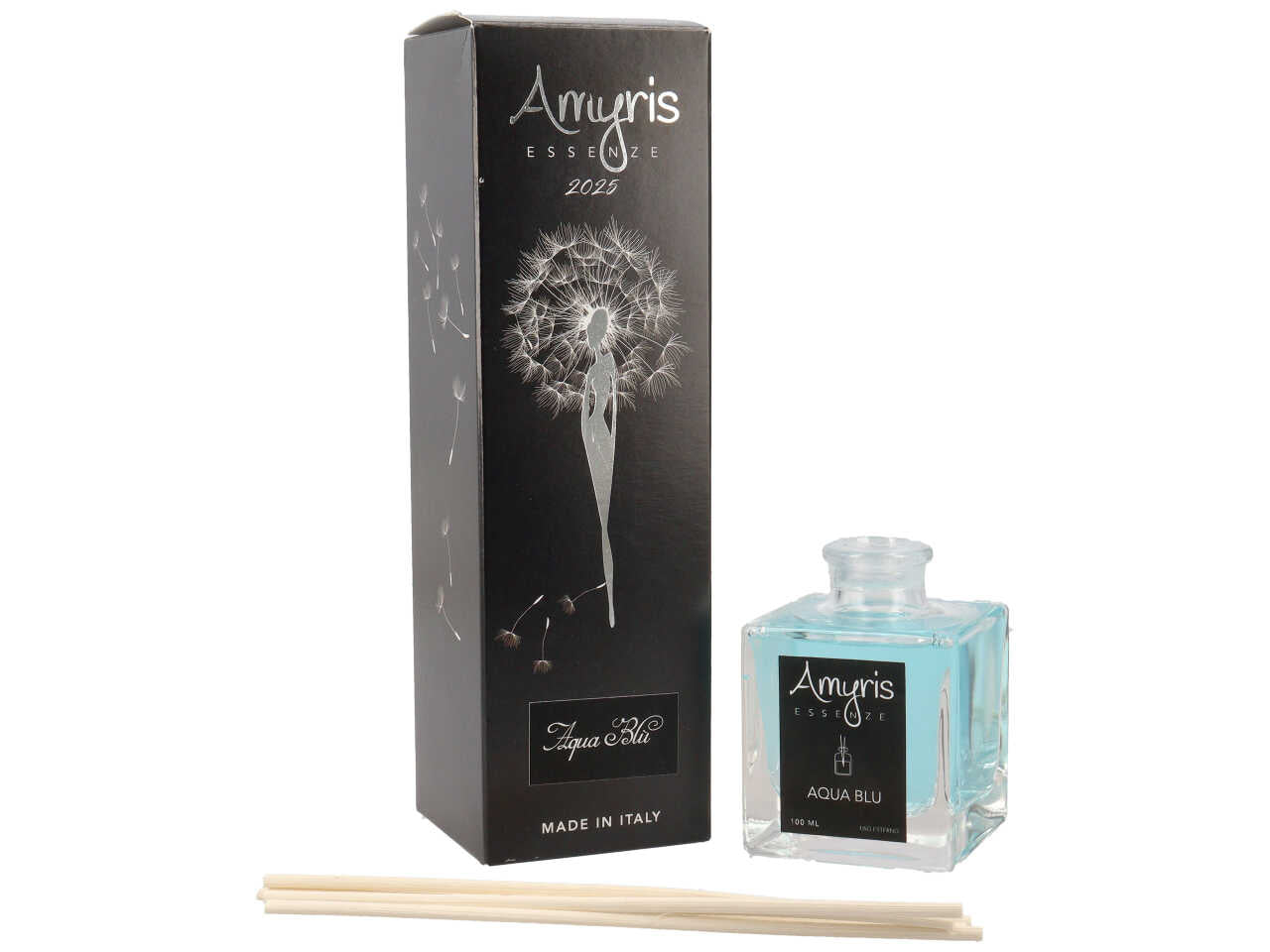 Diffusore con bacchette aqua blu 100ml