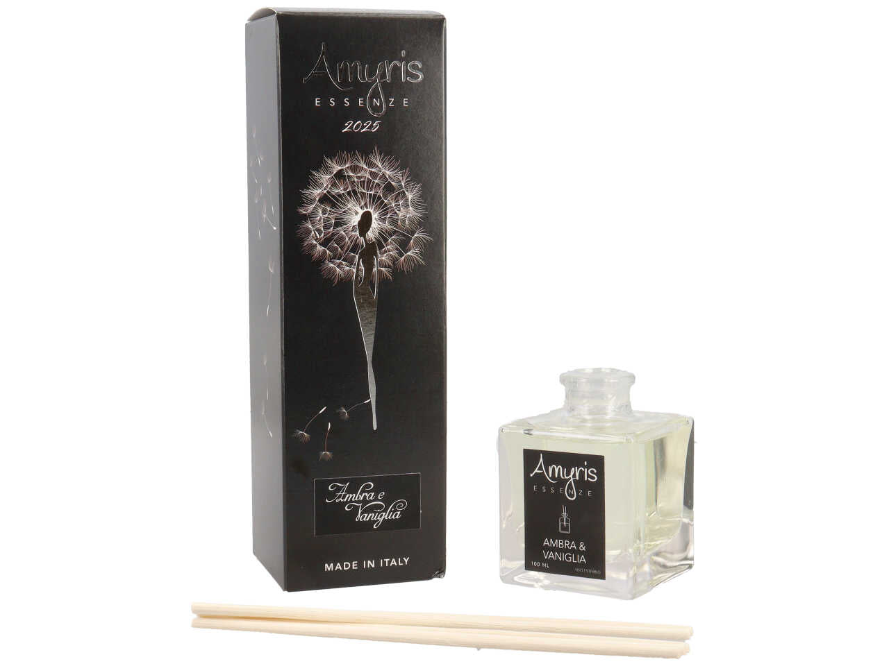 Diffusore con bacchette ambra e vaniglia 100ml