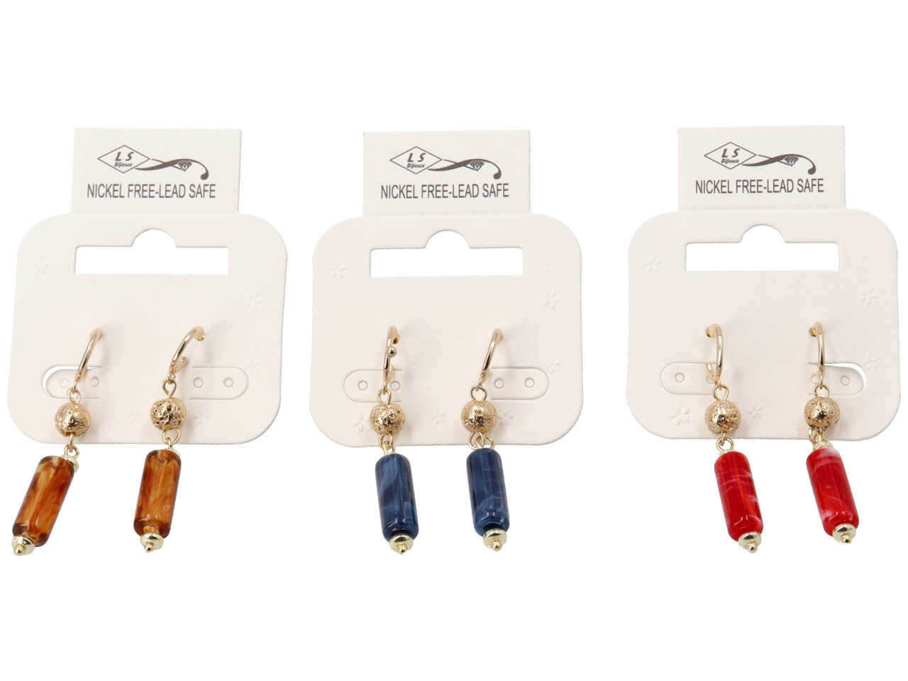 Orecchini in metallo piu' ematite e resina