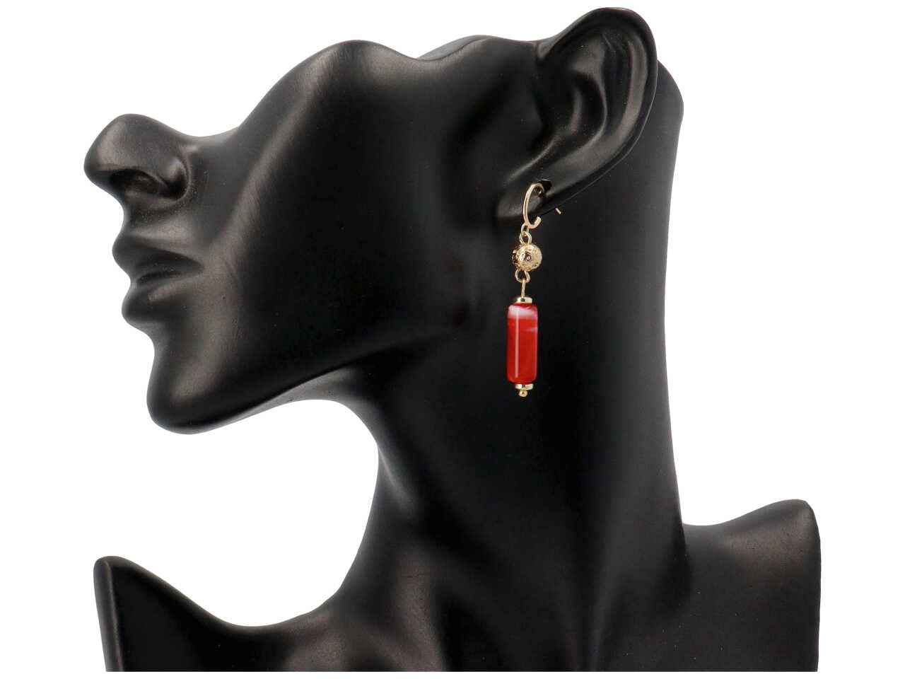 Orecchini in metallo piu' ematite e resina