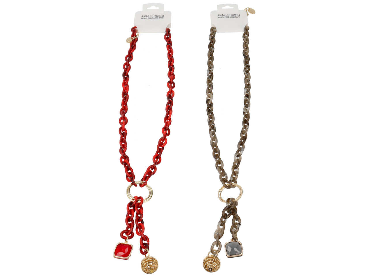 Collana in resina piu' metallo piu' cristallo