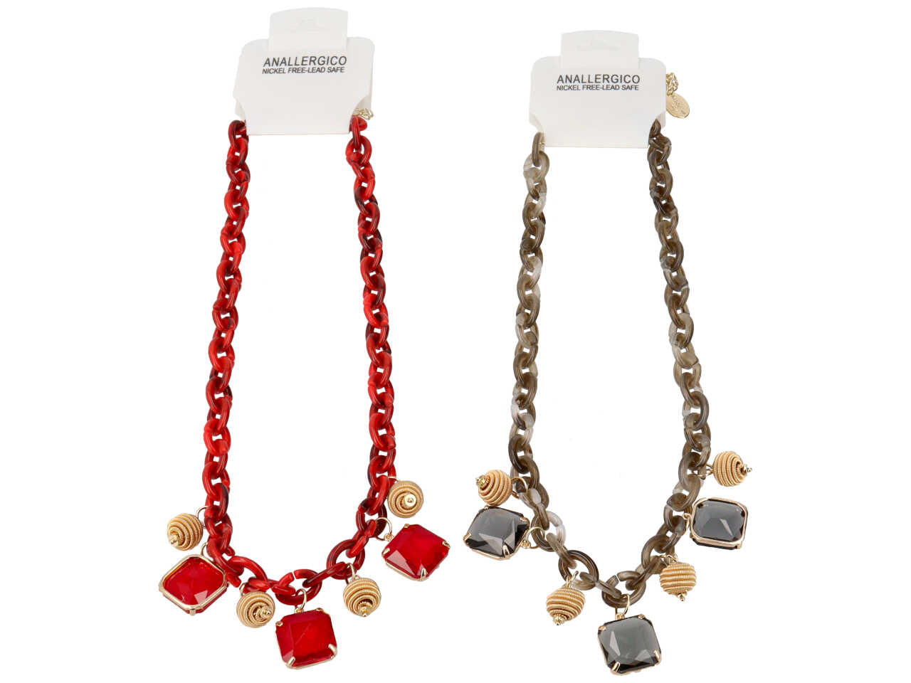 Collana in resina piu' metallo piu' cristallo