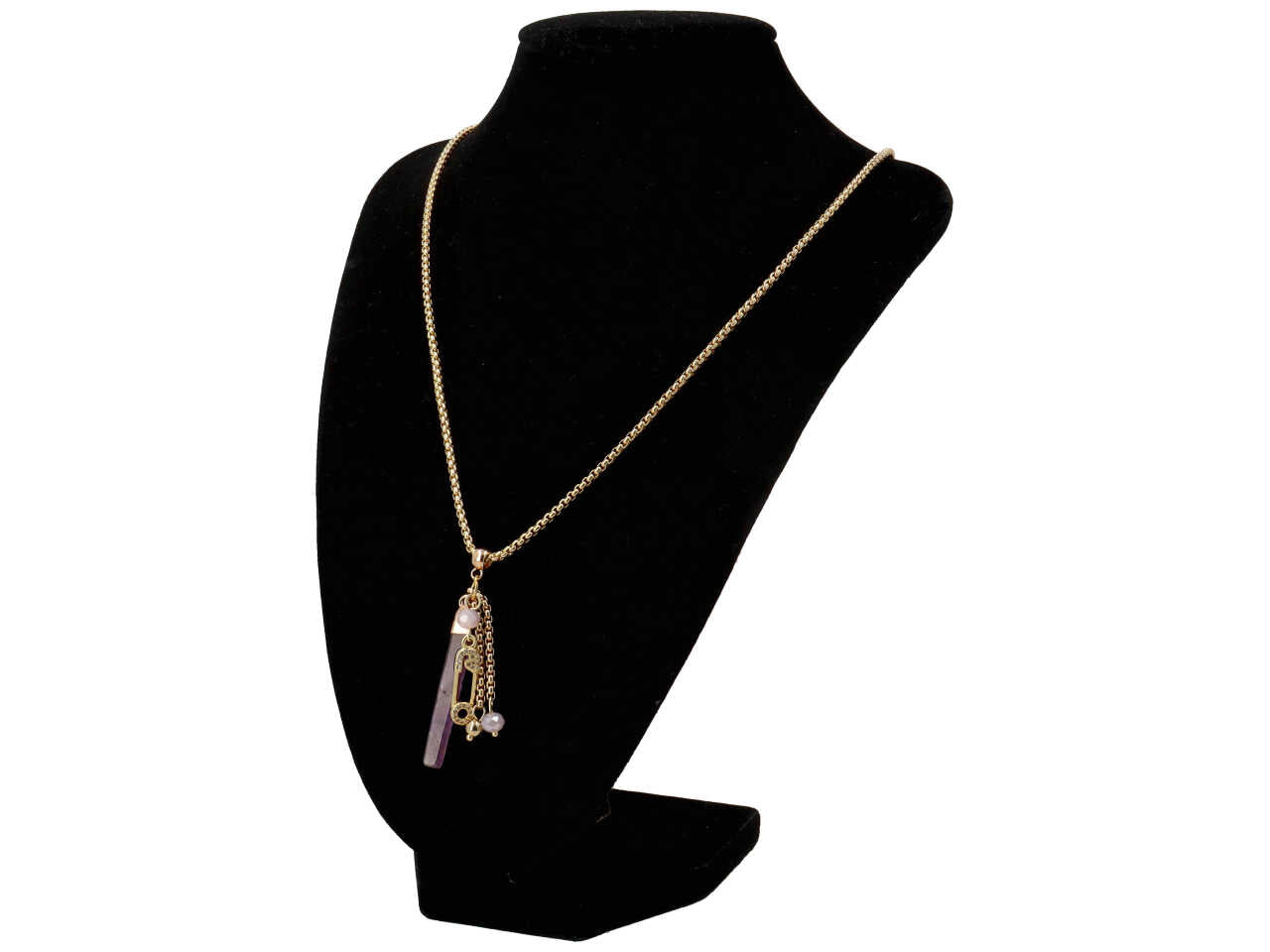 Collana in acciaio piu' metallo piu' cristallo piu' pietra