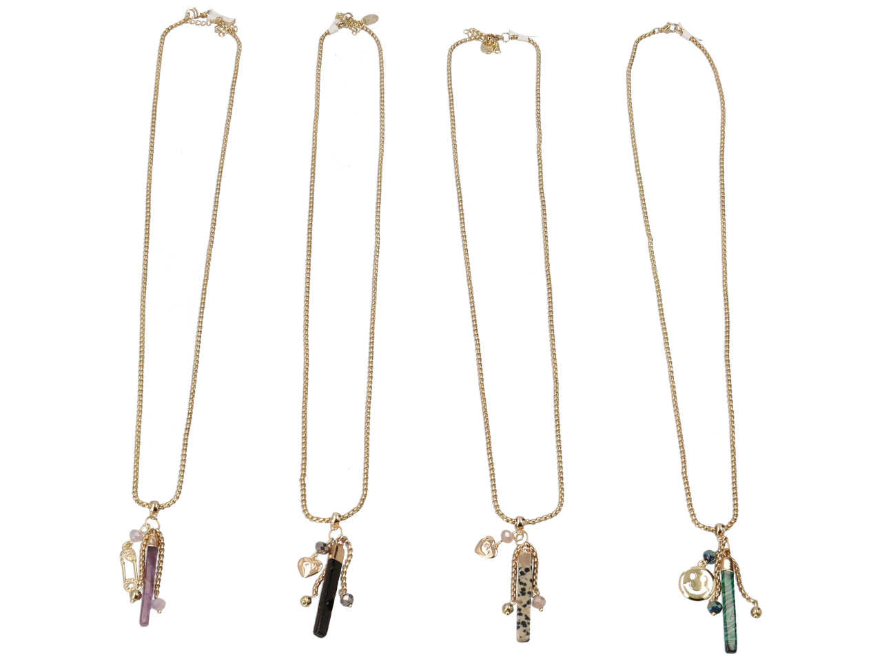 Collana in acciaio piu' metallo piu' cristallo piu' pietra