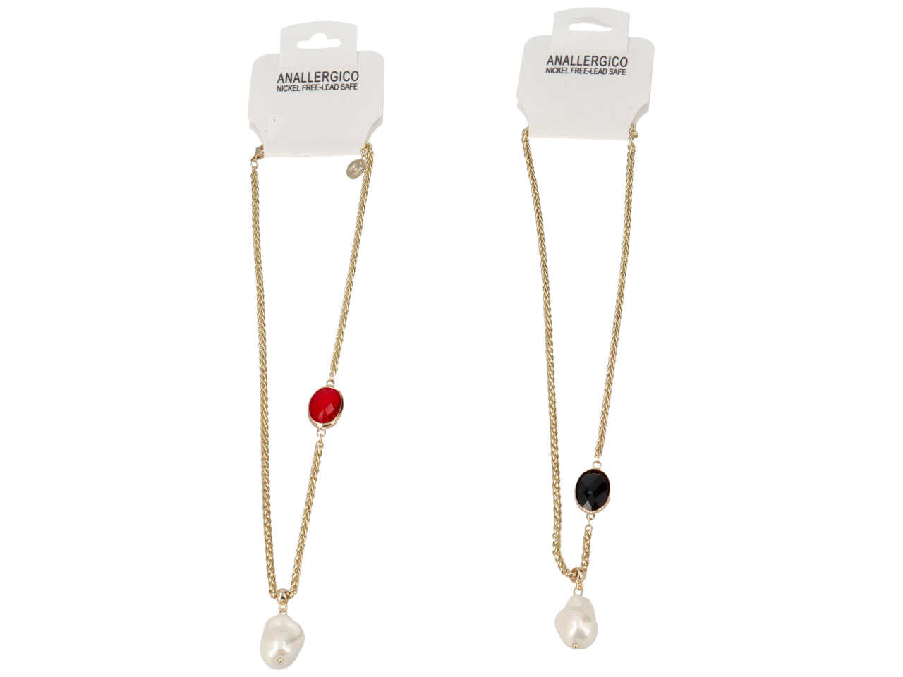 Collana in acciaio piu' cristallo piu' perla / majorca