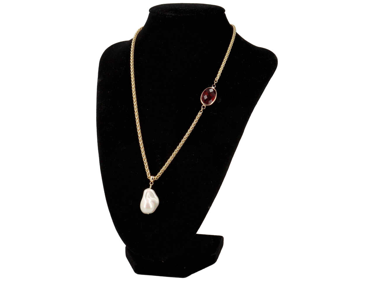 Collana in acciaio piu' cristallo piu' perla / majorca