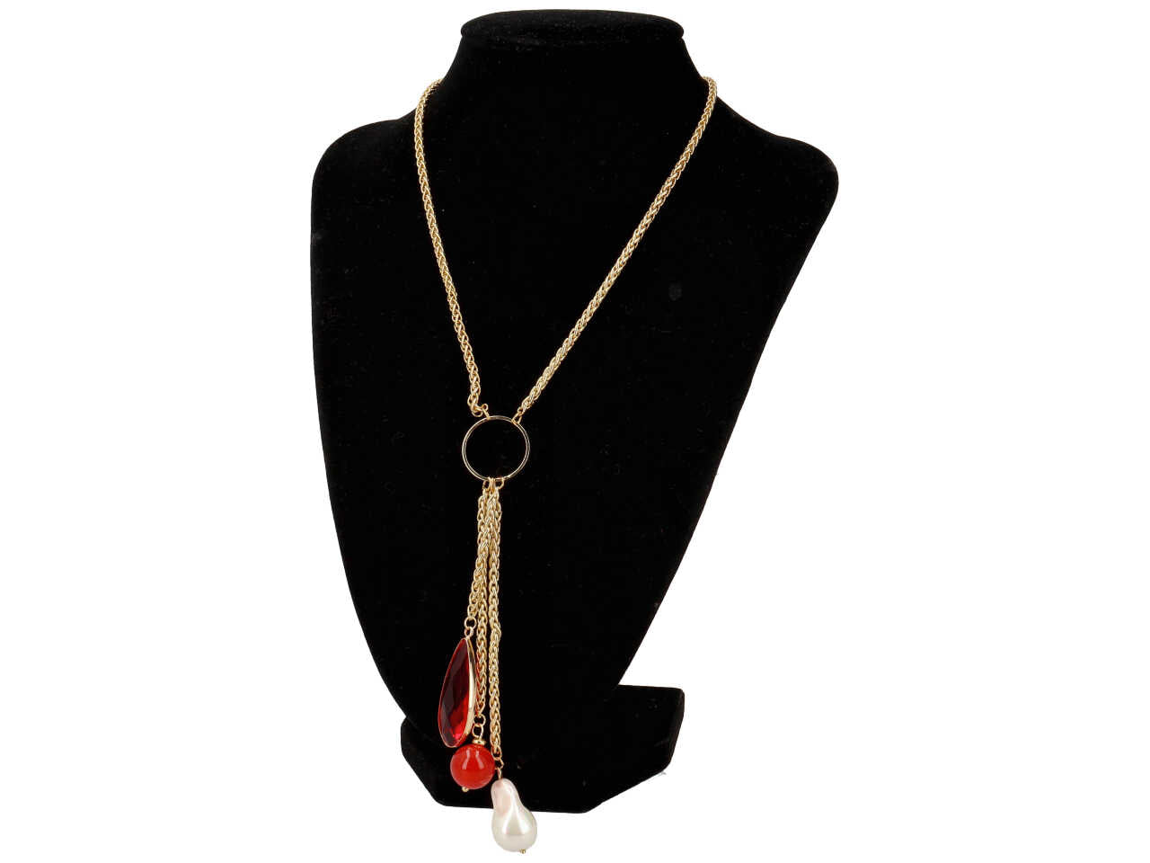 Collana in acciaio piu' cristallo piu' pietra piu' perla majorca