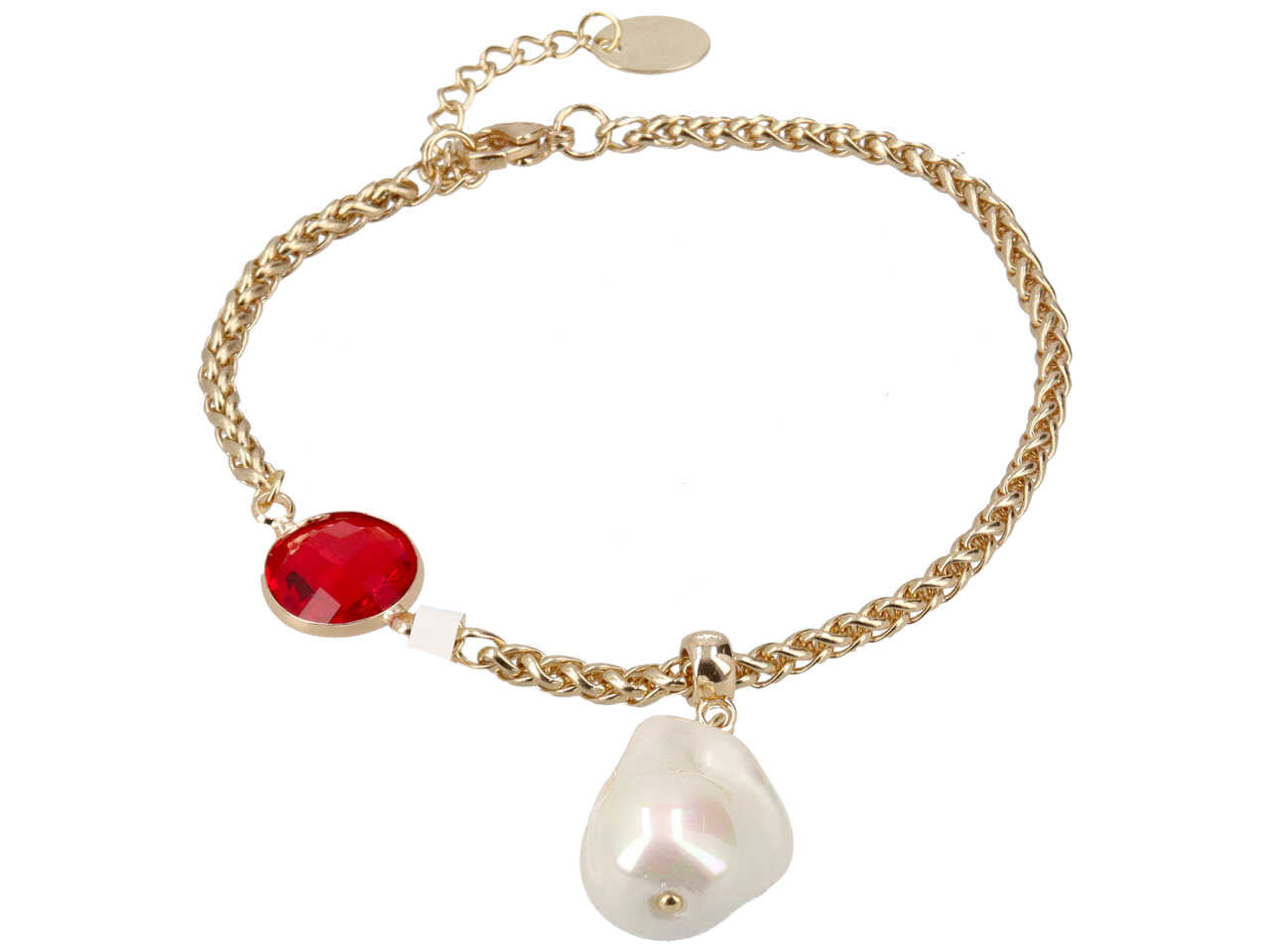 Bracciale in acciaio piu' cristallo piu' perla / majorca