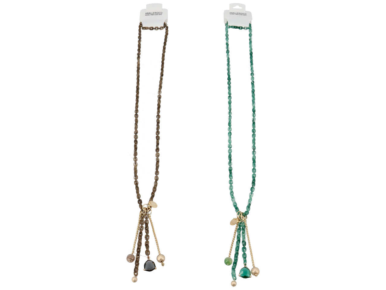 Collana in resina piu' metallo piu' cristallo piu' pietra