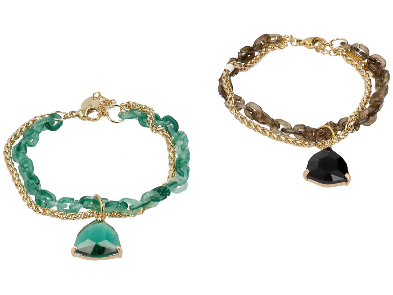 Bracciale in resina piu' acciaio piu' cristallo