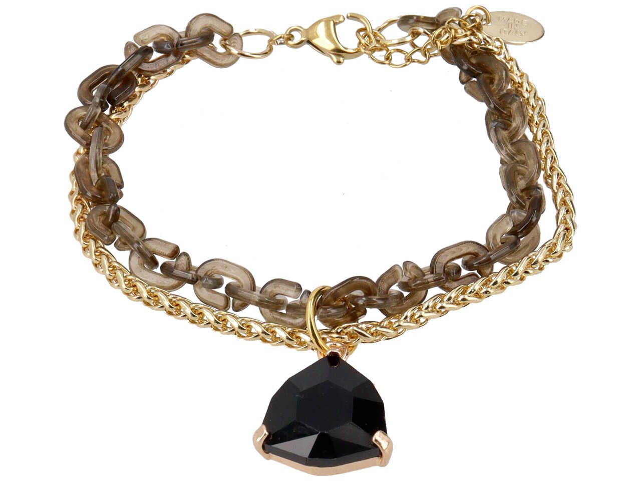 Bracciale in resina piu' acciaio piu' cristallo