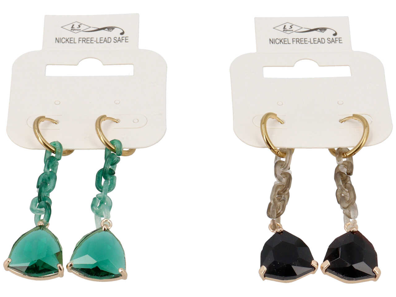 Orecchini in resina piu' acciaio piu' cristallo